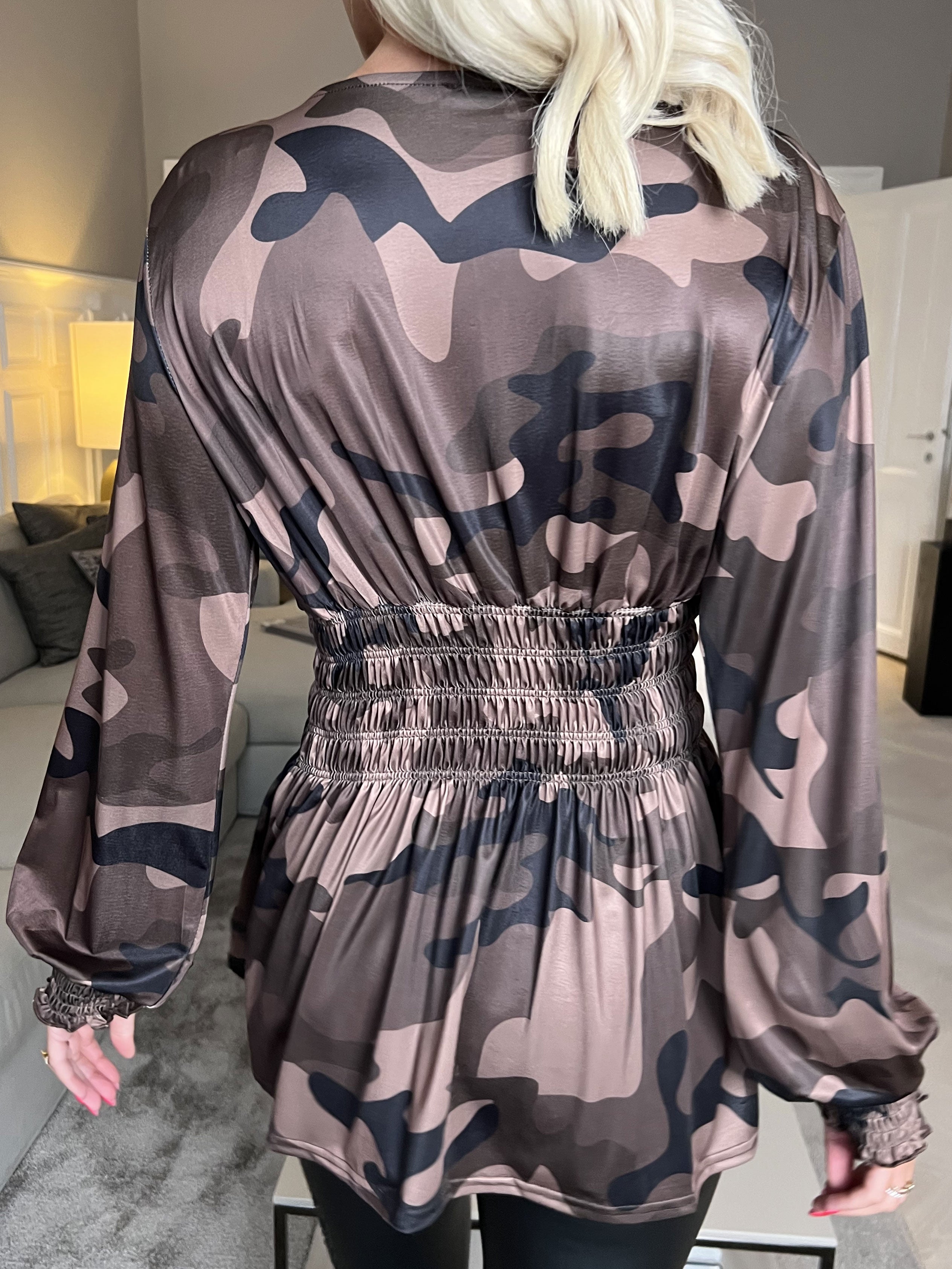 Pams Camo Shirt L/S - Bluse i elastisk stof med lange ærmer
